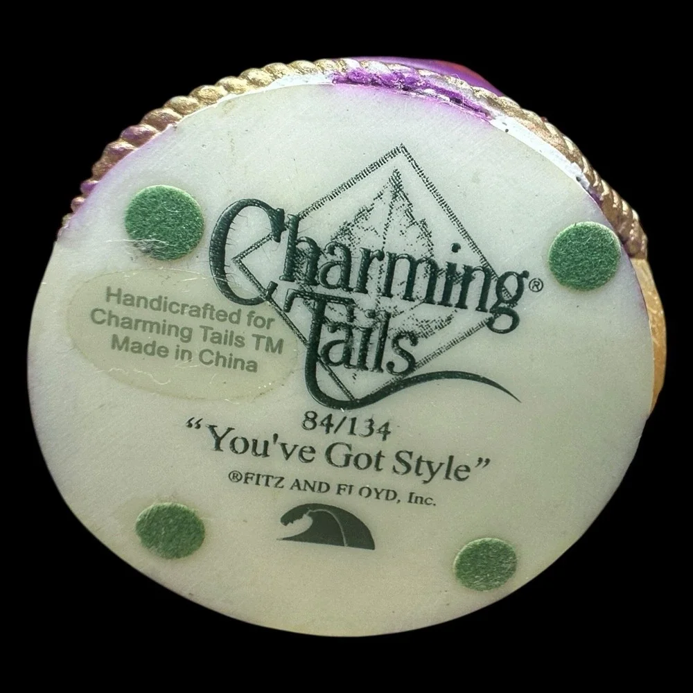 Charming Tails Fitz & Floyd You've Got Style Mouse Figurine Purple‎ Red Hat Lady